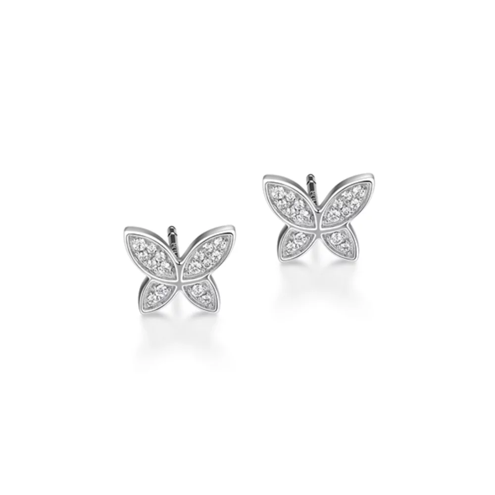 Diamondlite Cubic Zirconia Medium Butterfly Stud Earrings - Silver