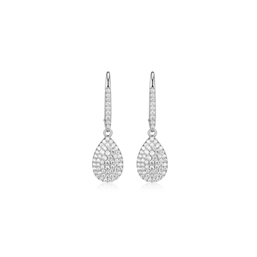 Boucles d'oreilles en zircone cubique Diamondlite Simply Elegant en forme de goutte - Argent