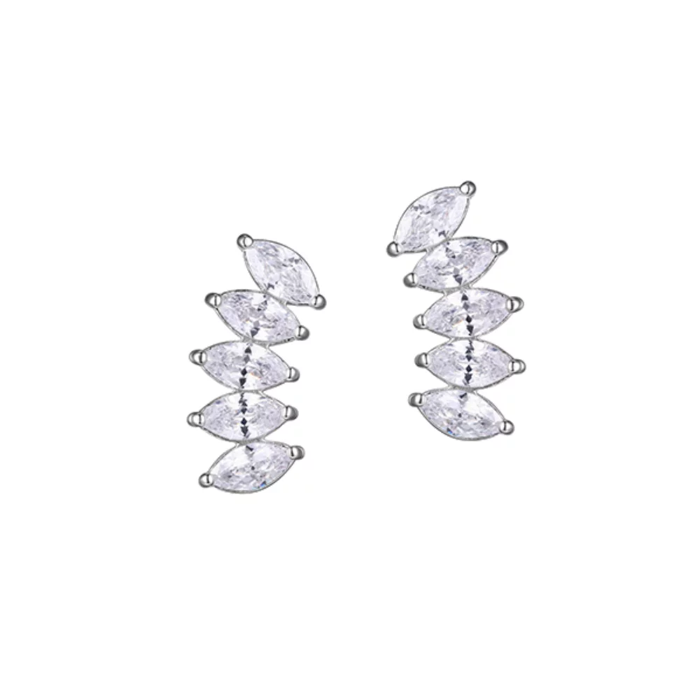 Diamondlite Cubic Zirconia Marquise Fan Earrings - Silver