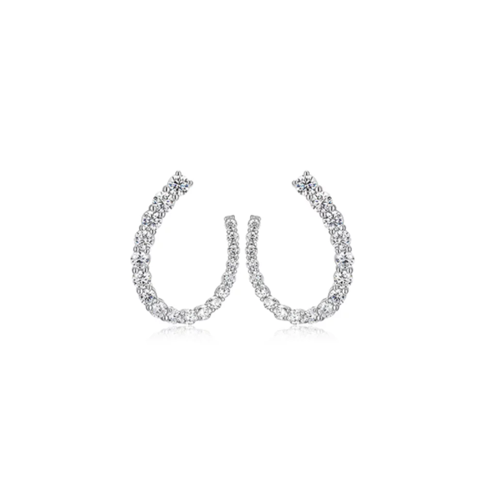 Diamondlite Cubic Zirconia Raduated Front Twist Hoop Earrings - Silver