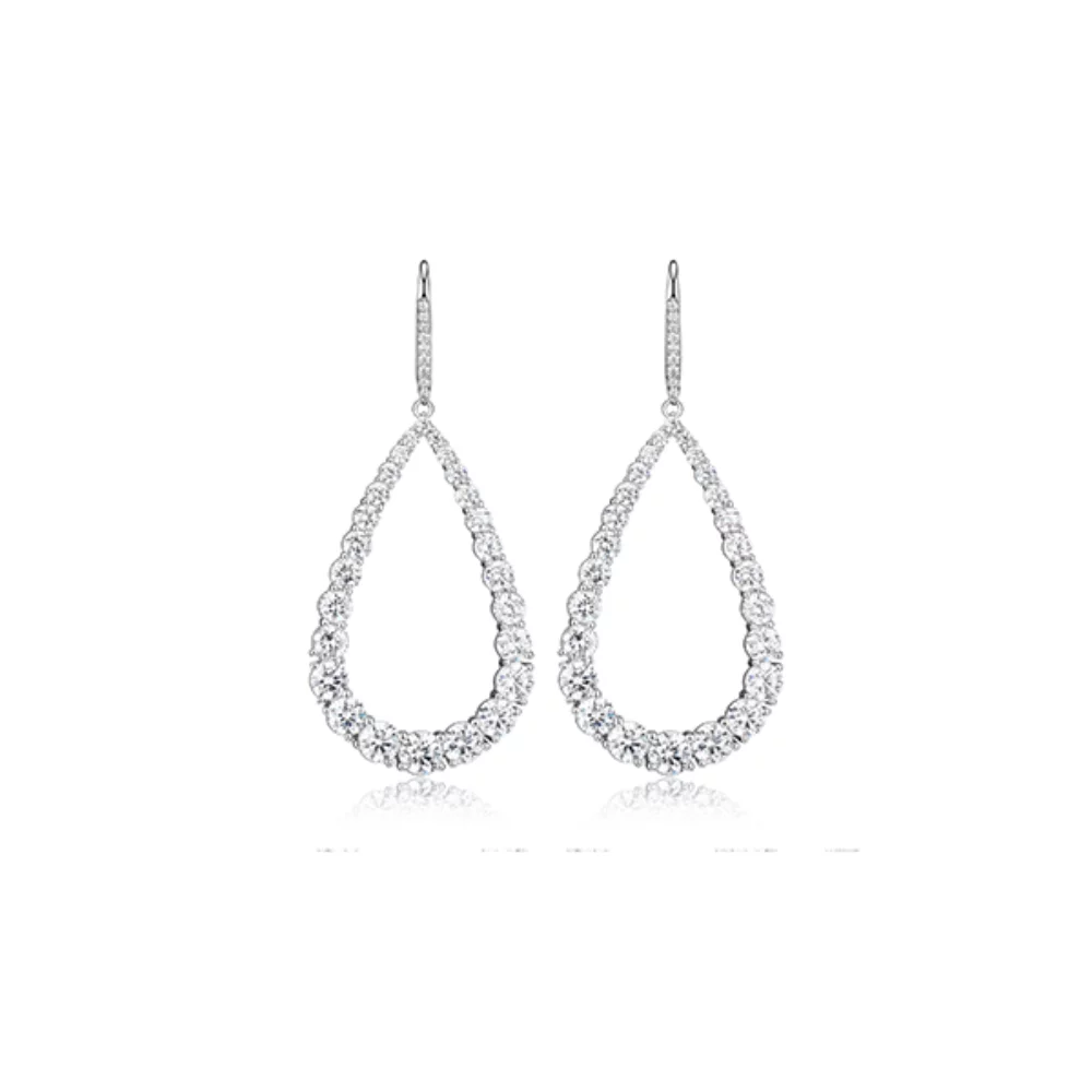 Diamondlite Cubic Zirconia Graduated Teardrop Earrings - Silver