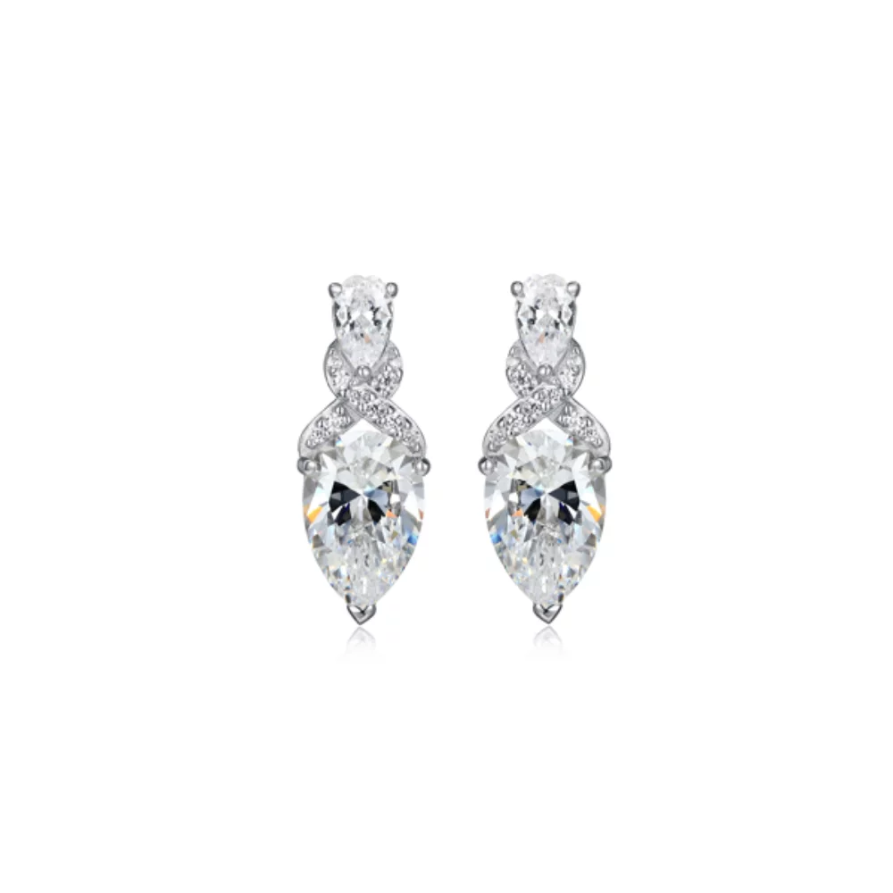 Diamondlite Cubic Zirconia Pear Statement Stud Earrings - Silver