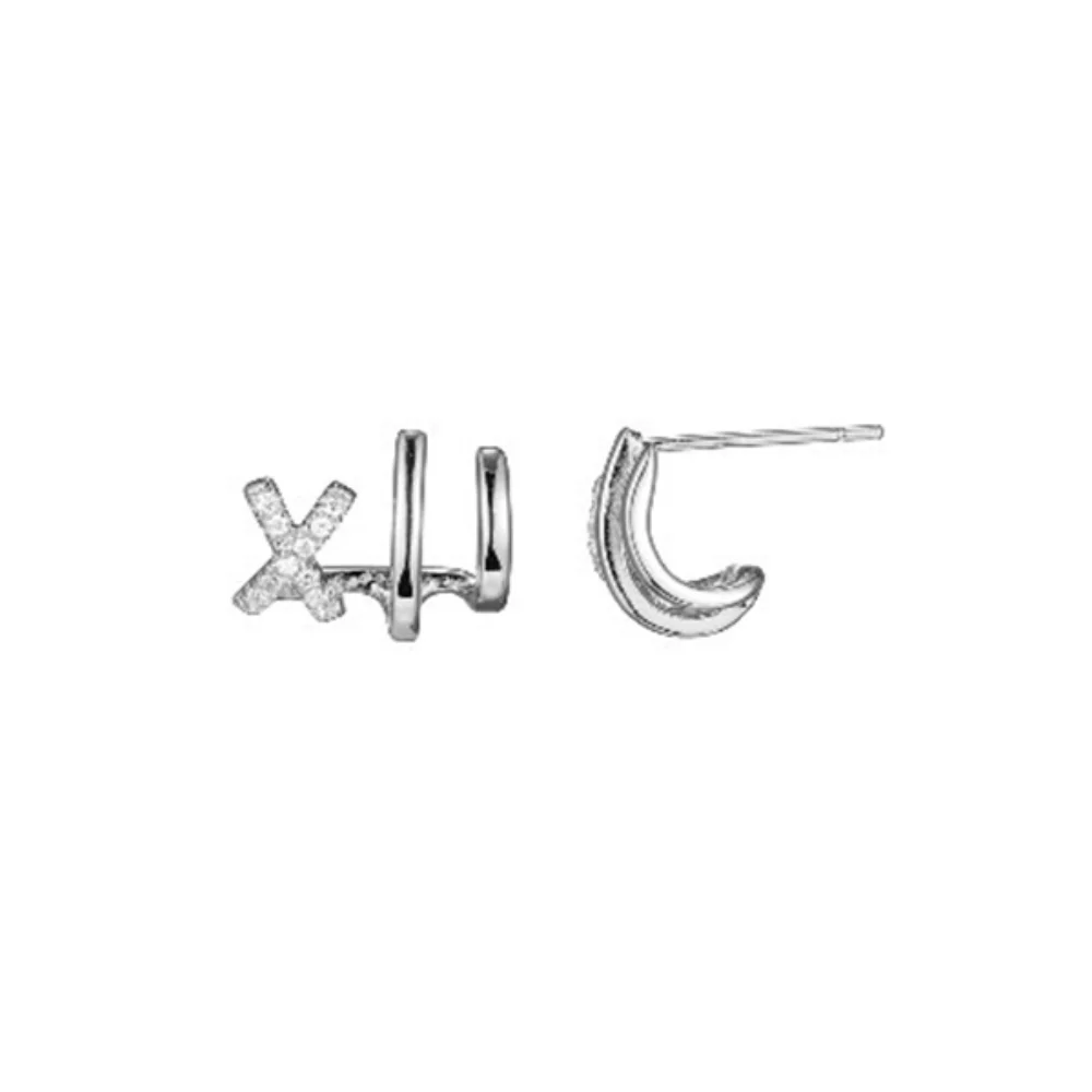 Diamondlite Cubic Zirconia 3-in-1 Illusion Earrings - Silver