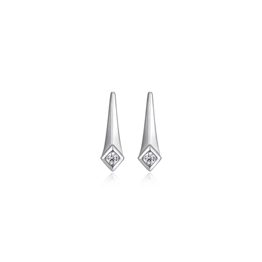 Diamondlite Cubic Zirconia 11x3mm Star Point Stud Earrings - Silver