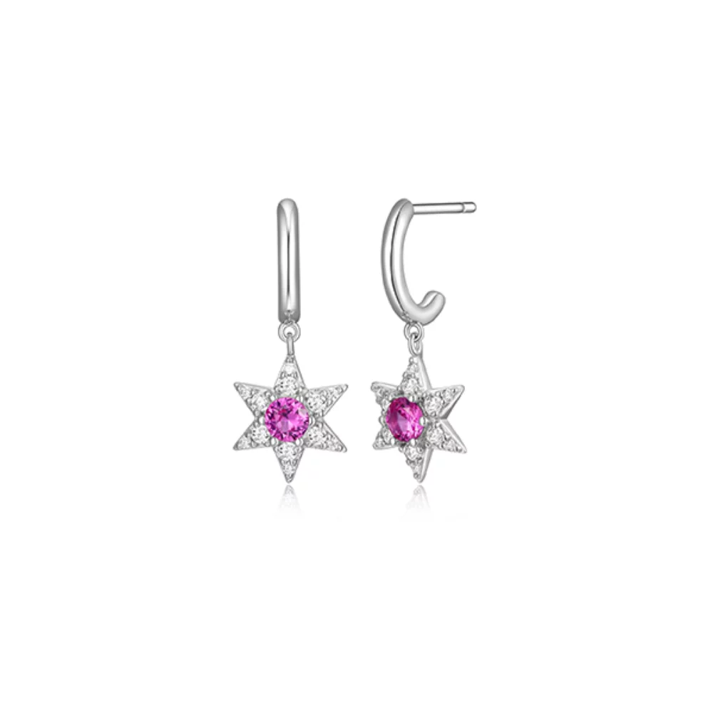 Boucles d'oreilles en zircone cubique "Mystique" Diamondlite avec étoile en saphir - Argent