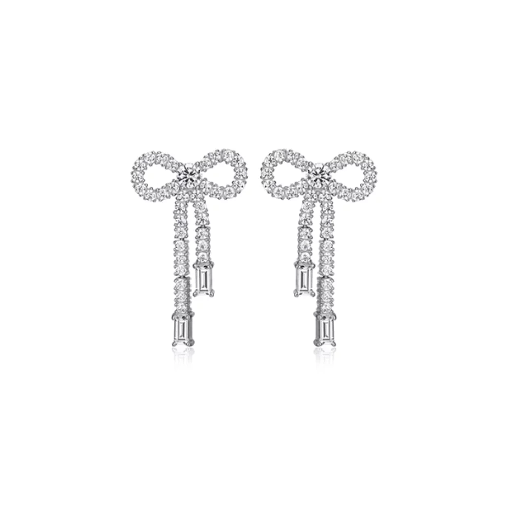 Boucles d'oreilles nœud en zircone cubique Diamondlite - Argent