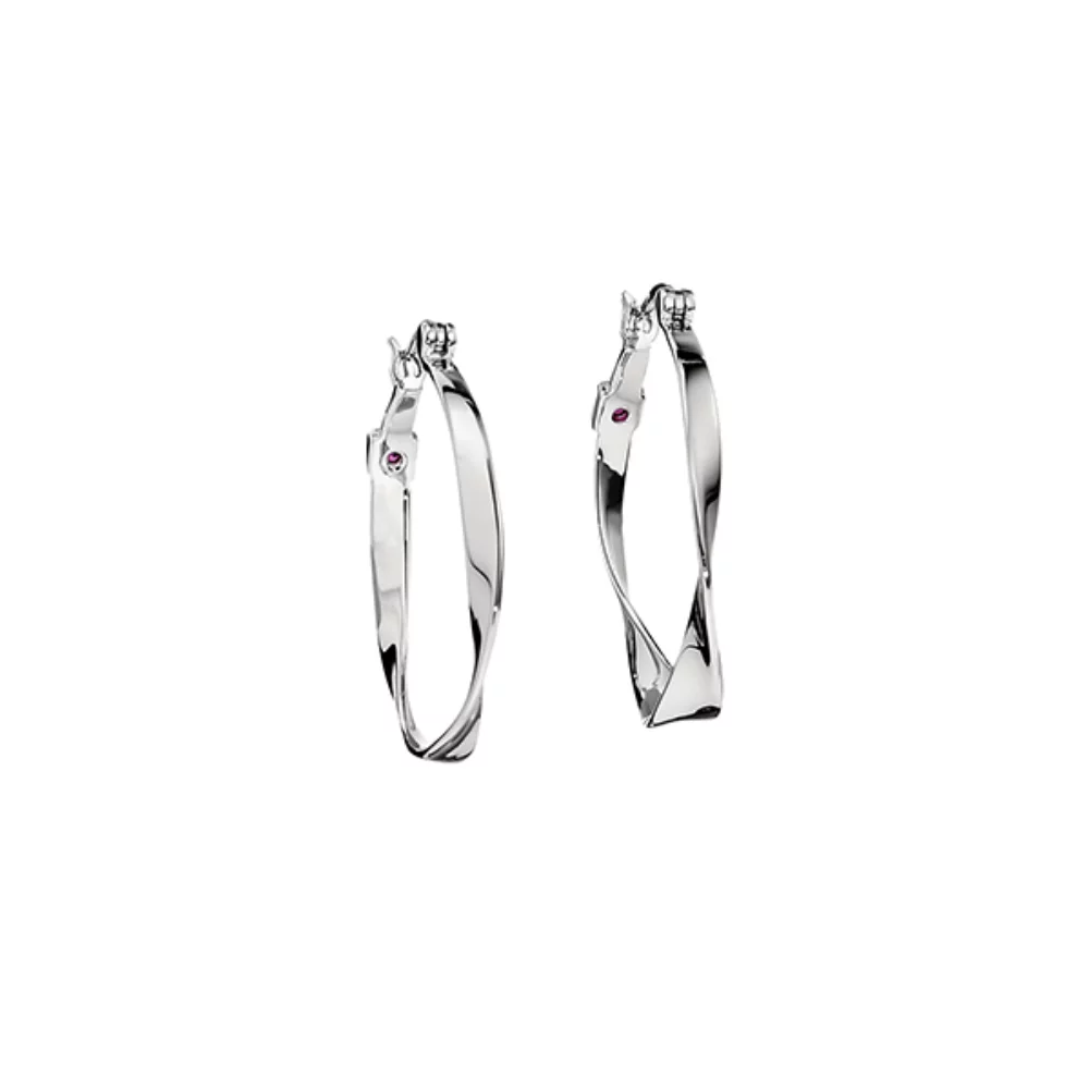 ELLE "Hoops" Sterling Silver Twisted 30mm Hoop Earrings - Silver