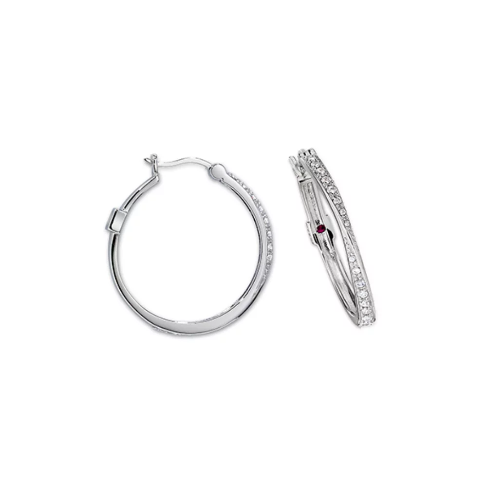 BOUCLES D'OREILLES "Hoops" en argent sterling torsadé avec zircone cubique de 28 mm - Argent