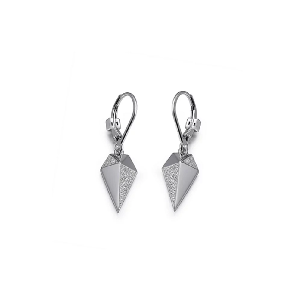 ELLE "Core Essentials " Sterling Silver Small Spear Leverback Earrings - Silver