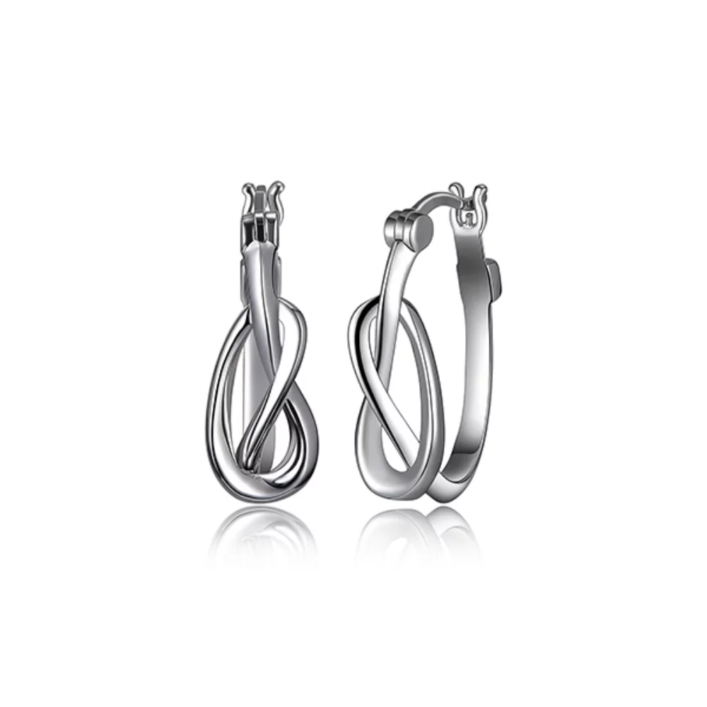 ELLE "Eternity" Sterling Silver Love Knot Hoop Earrings - Silver