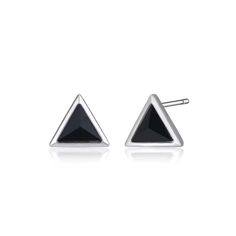 ELLE "Spatial" Sterling Silver Agate Triangle Earrings - Silver