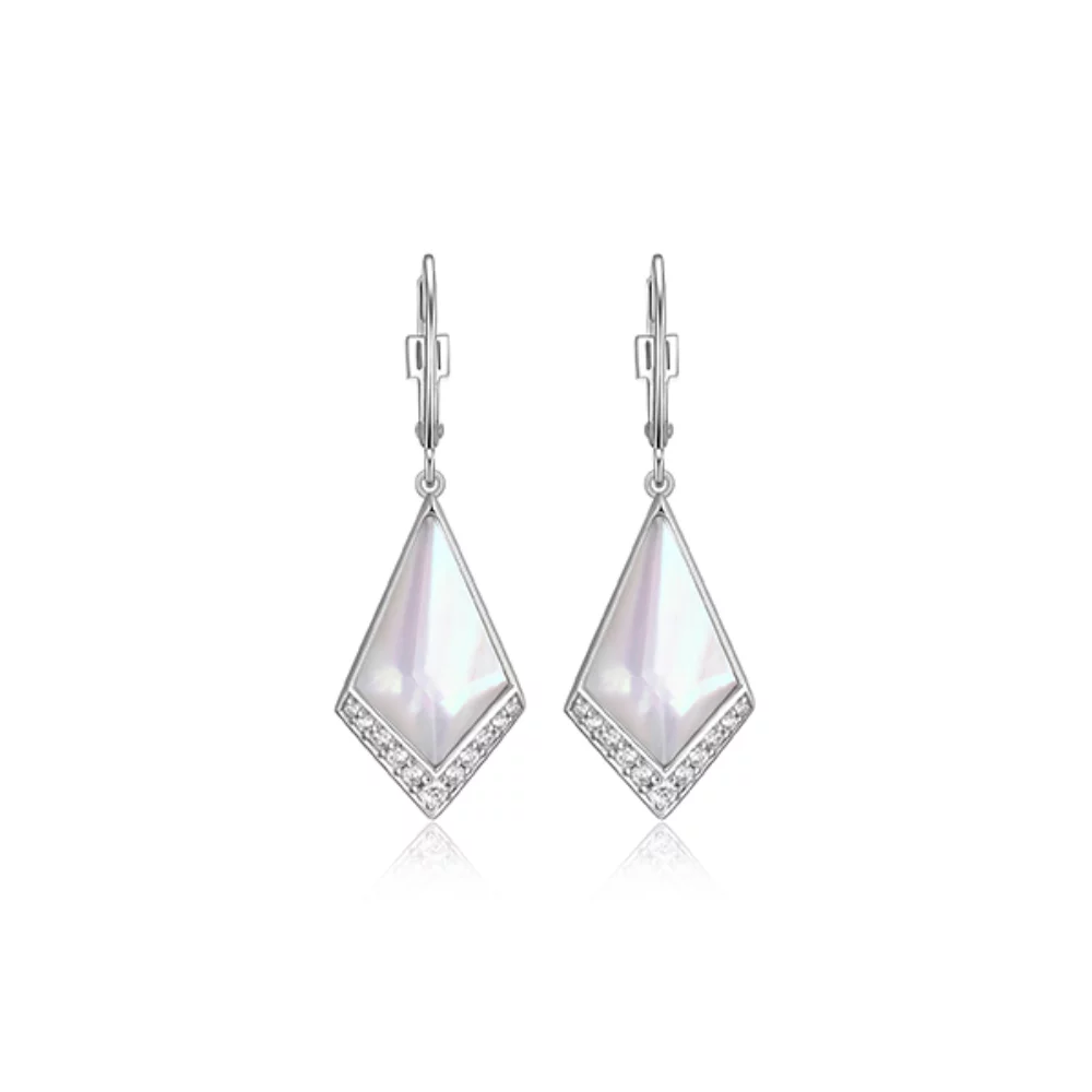 BOUCLES D'OREILLES "Iceberg" en nacre et cristal avec zircone cubique - Argent
