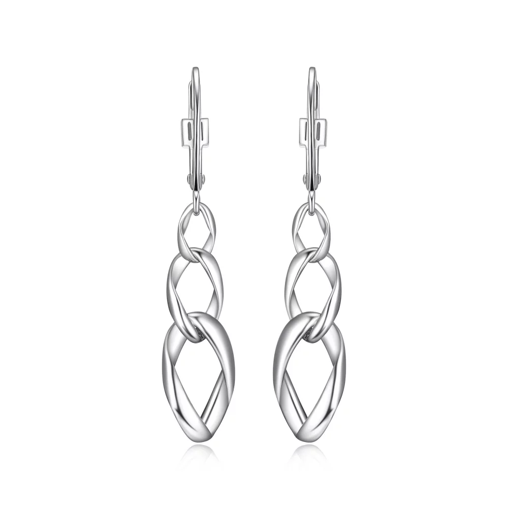 BOUCLES D'OREILLES PENDANTES "Ovation" à maillons multiples polis brillants - Argent