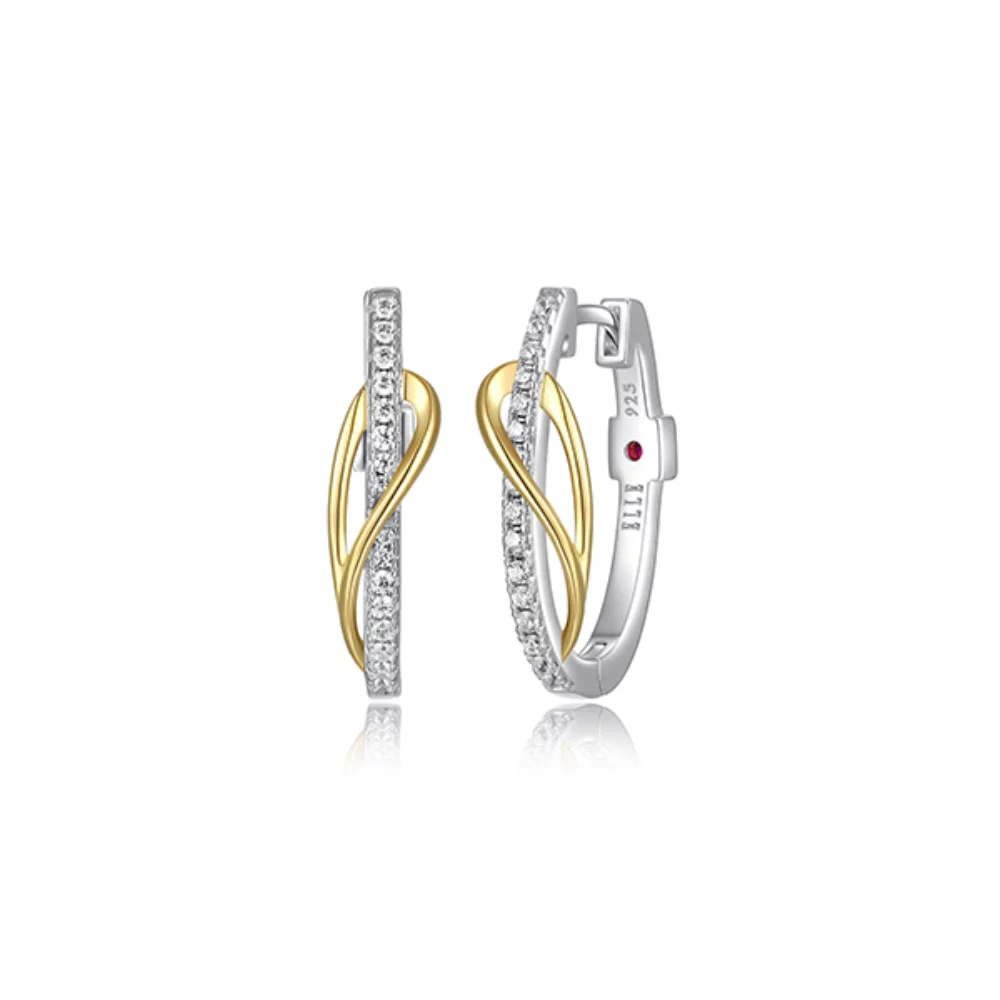 ELLE "Simpatico" 16mm 2 in 1 Hoop with Removable Circle Link Earrings - Silver