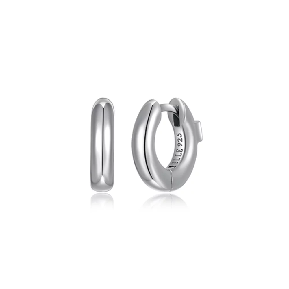ELLE "Simpatico" 13mm Huggie Hoop Earrings - Silver