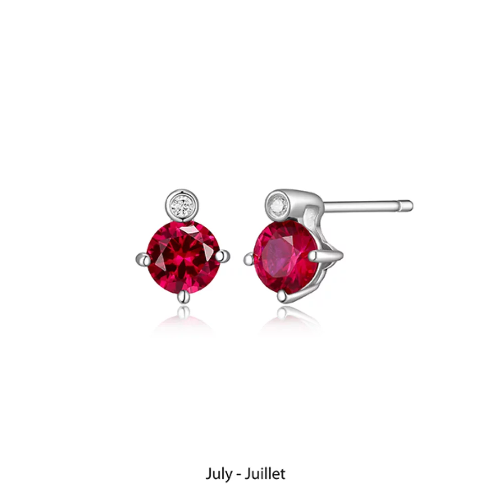 ELLE "Birthstone" July (Ruby) and Lab Grown Diamond Earrings