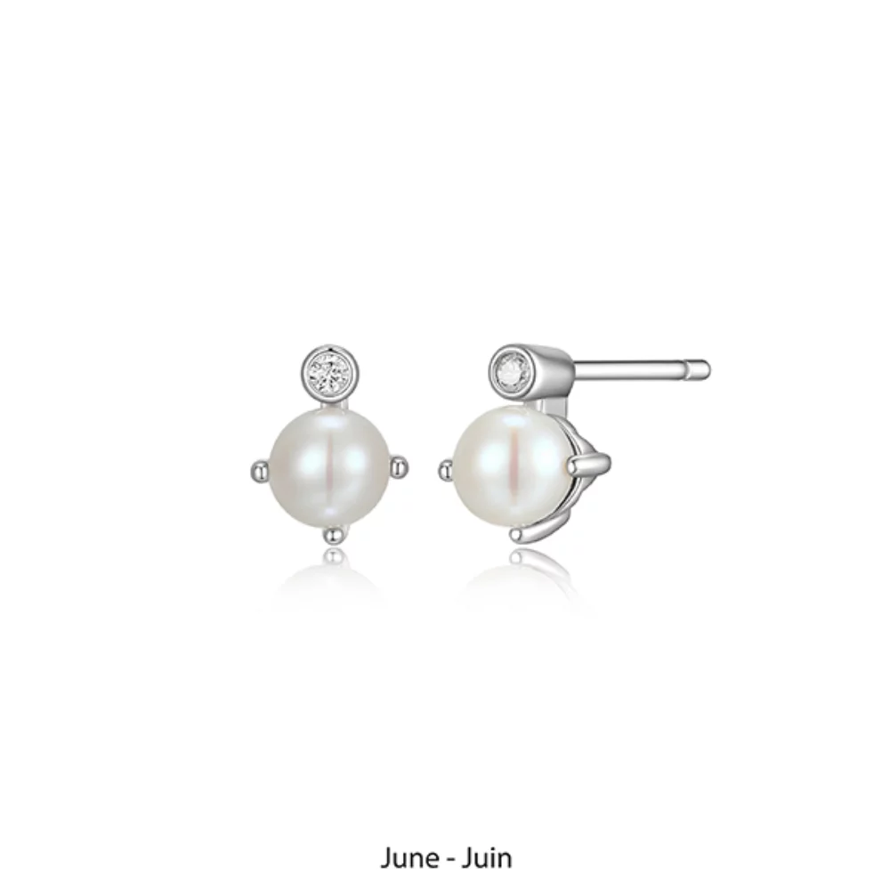 ELLE "Birthstone" June (Pearl) and Lab Grown Diamond Earrings