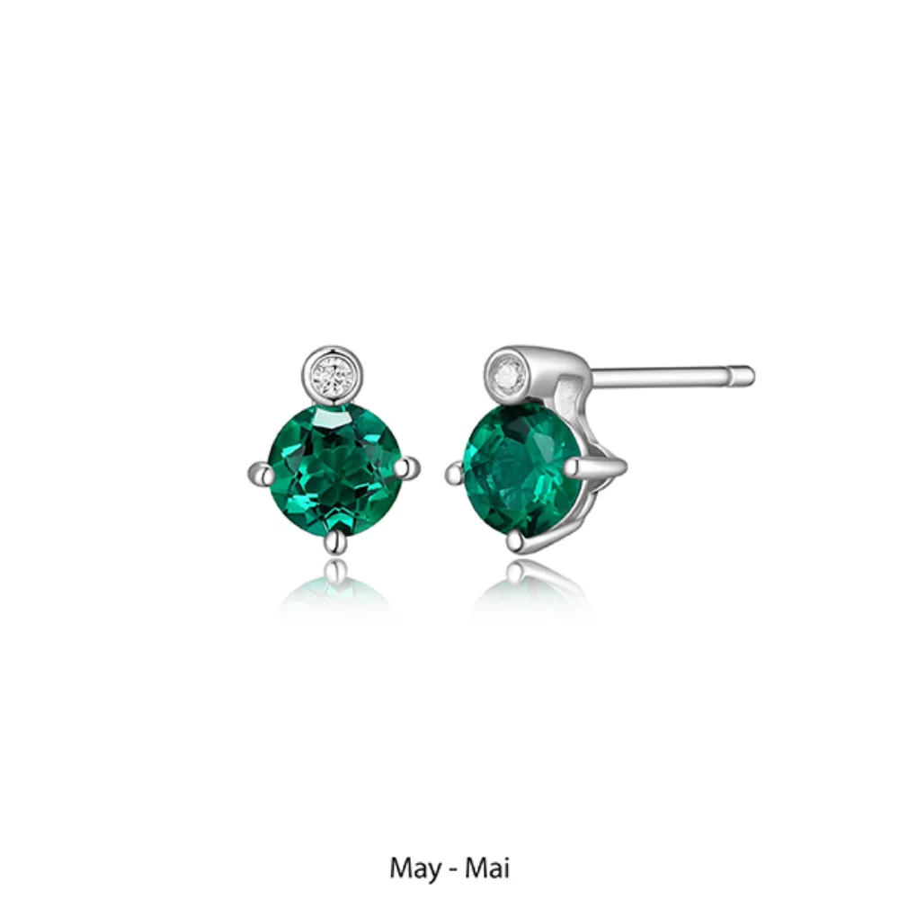 ELLE "Birthstone" May (Emerald) and Lab Grown Diamond Earrings