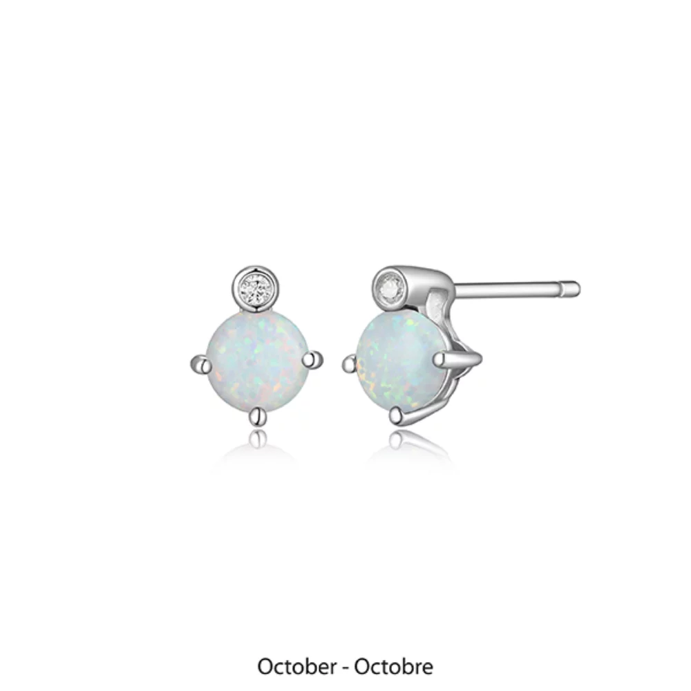 ELLE "Birthstone" October (Opal) and Lab Grown Diamond Earrings