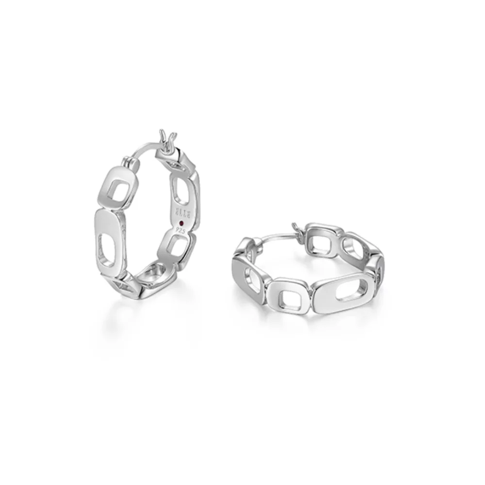 Boucles d'oreilles "Lookout" avec découpe rectangulaire rembourrée - Argent