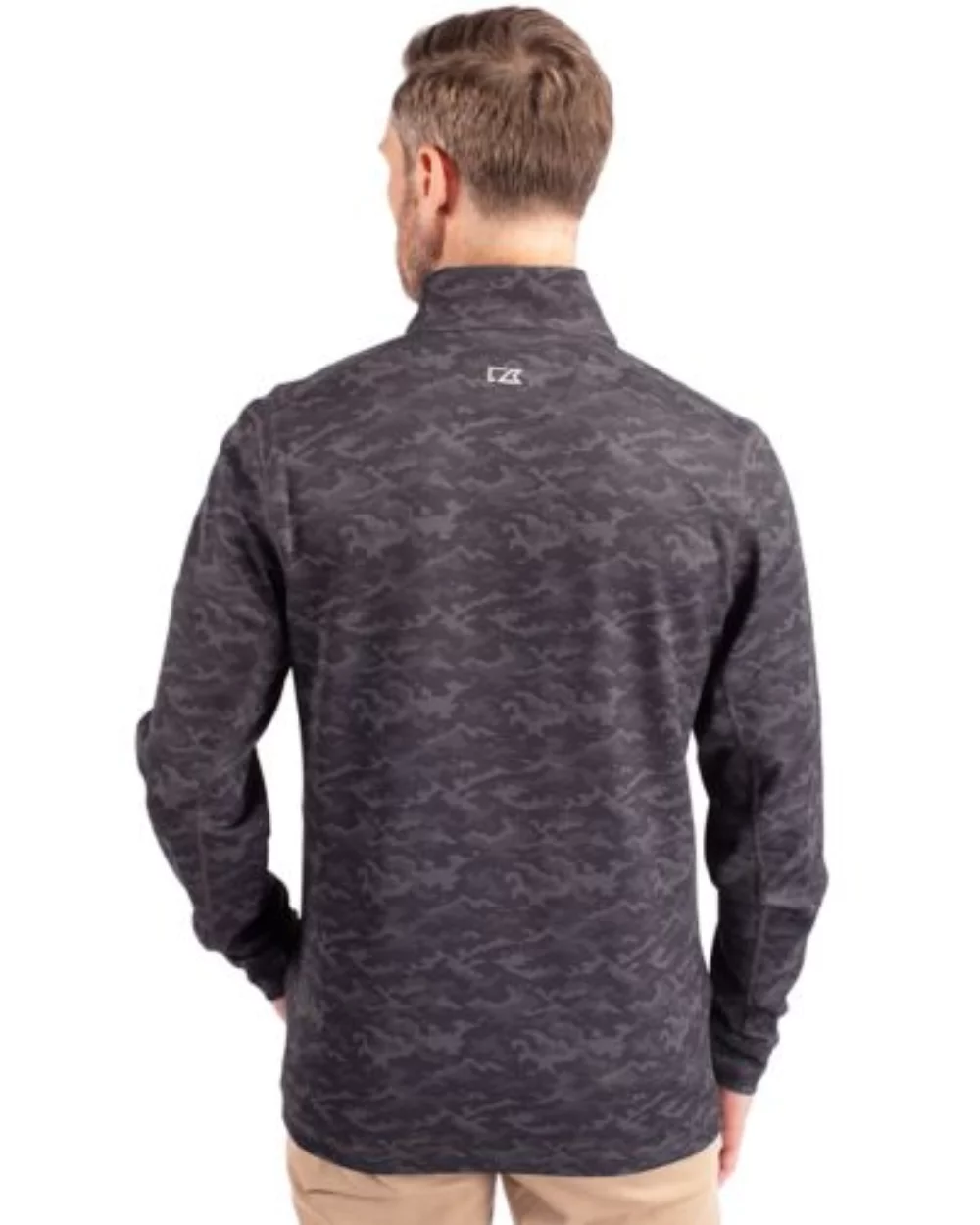 Cutter & Buck Traverse Stretch Camo Print Eco Quarter Zip Mens Big and Tall Pullover