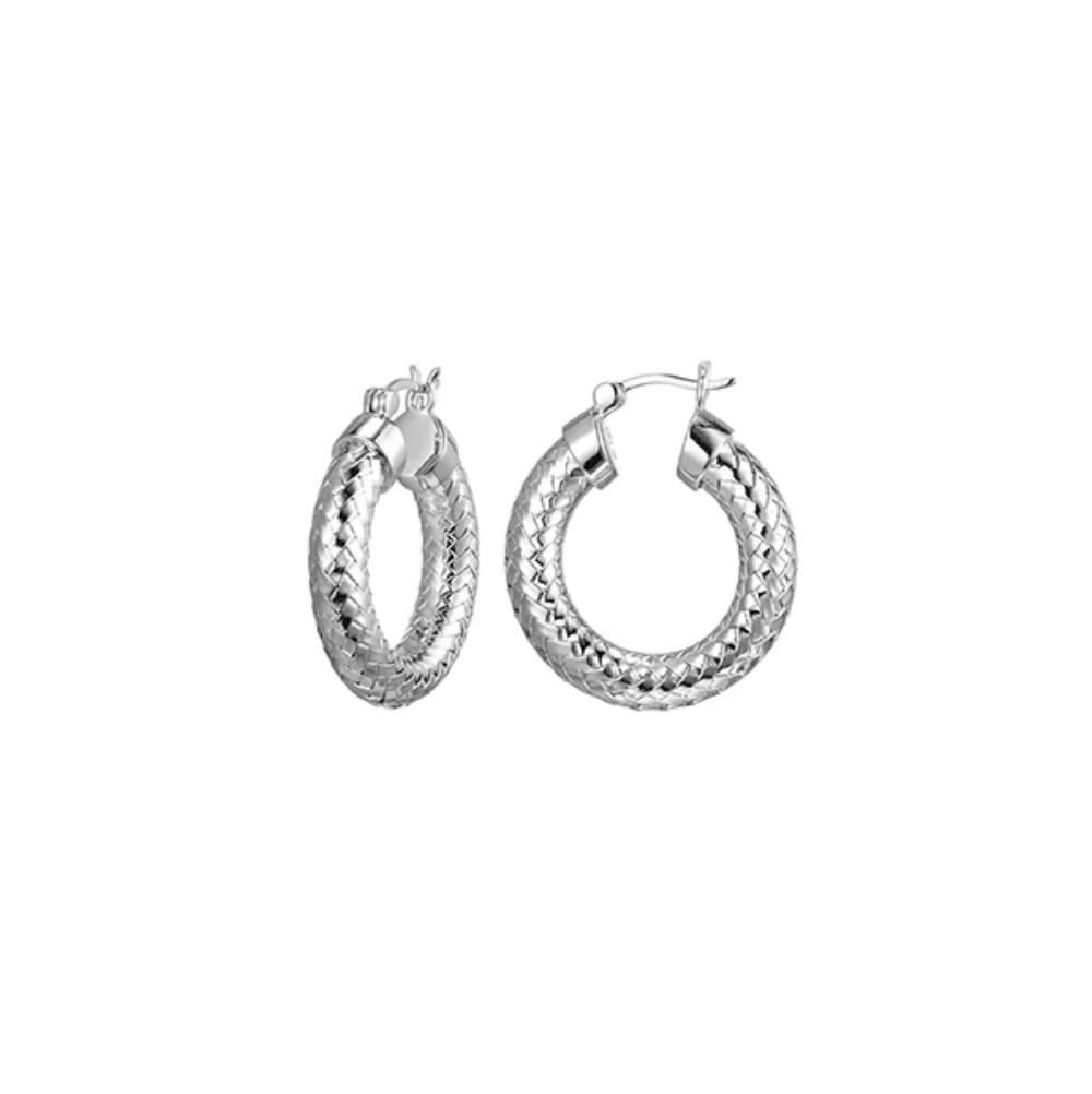 Boucles d'oreilles hoops en tube tissé de 26 mm "New Mesh" en argent sterling Charles Garnier - Argent