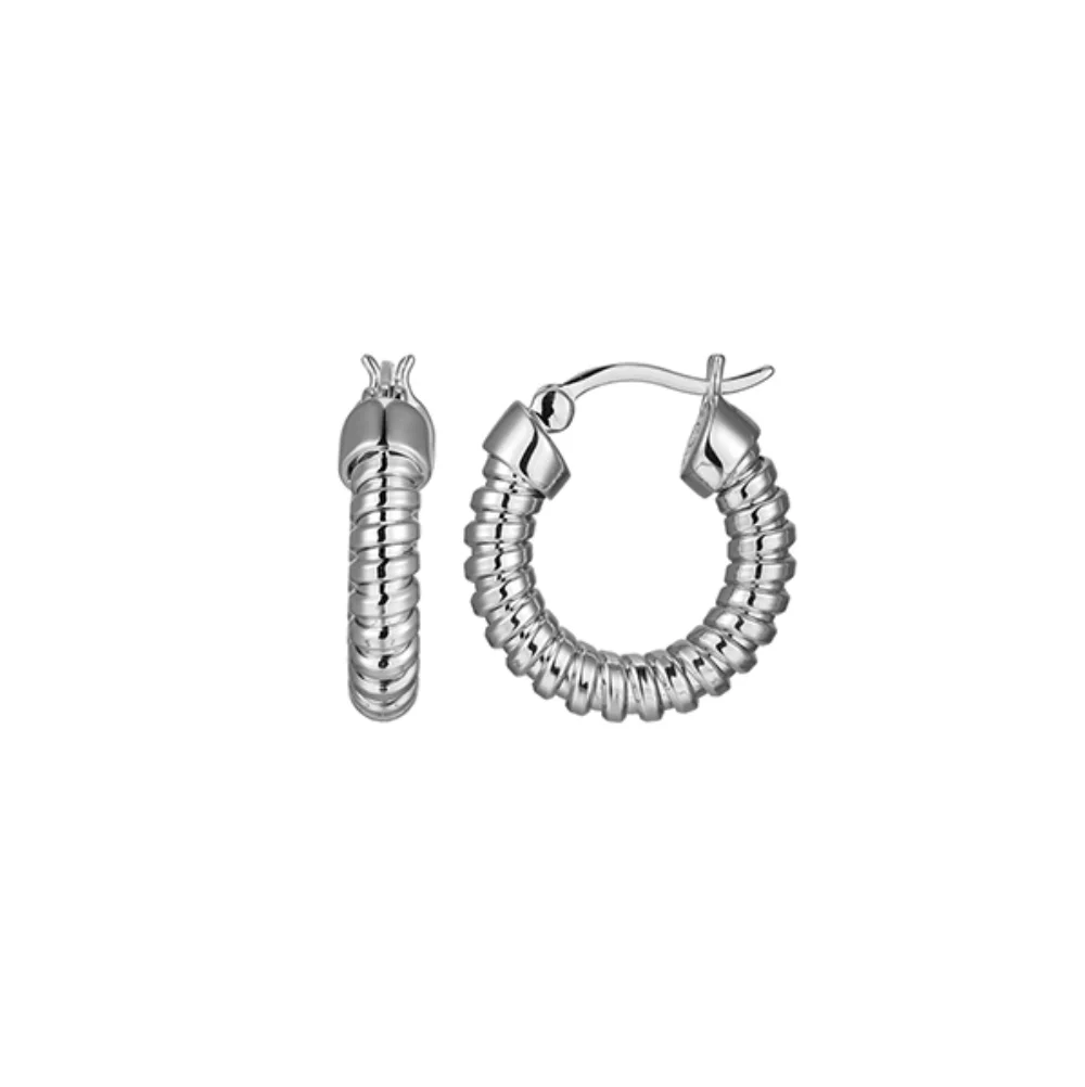 Charles Garnier Sterling Silver "Tubogas" 20mm Hoop Earring with Tube - Silver