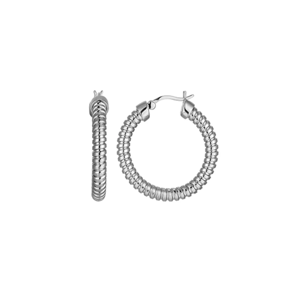 Boucle d'oreille en argent sterling Charles Garnier "Tubogas" de 30 mm avec tube - argent