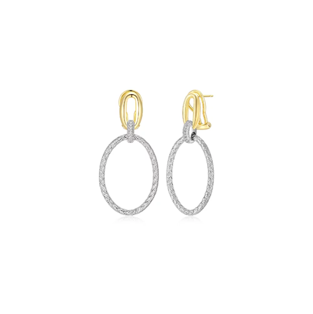 Charles Garnier Sterling Silver "Gleam" CZ Mesh Circle Drop Earrings - Silver and Gold