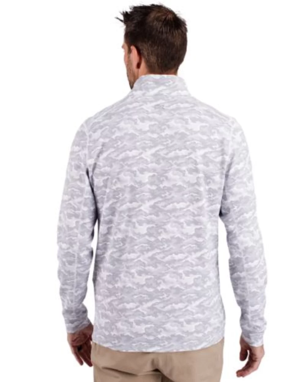 Cutter & Buck Traverse Stretch Camo Print Eco Quarter Zip Mens Big and Tall Pullover