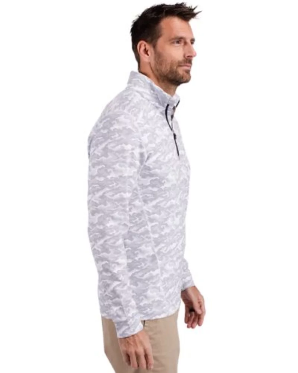 Pull-over Cutter & Buck Traverse Stretch Camo Print Eco à quart de zip pour hommes de grande taille.