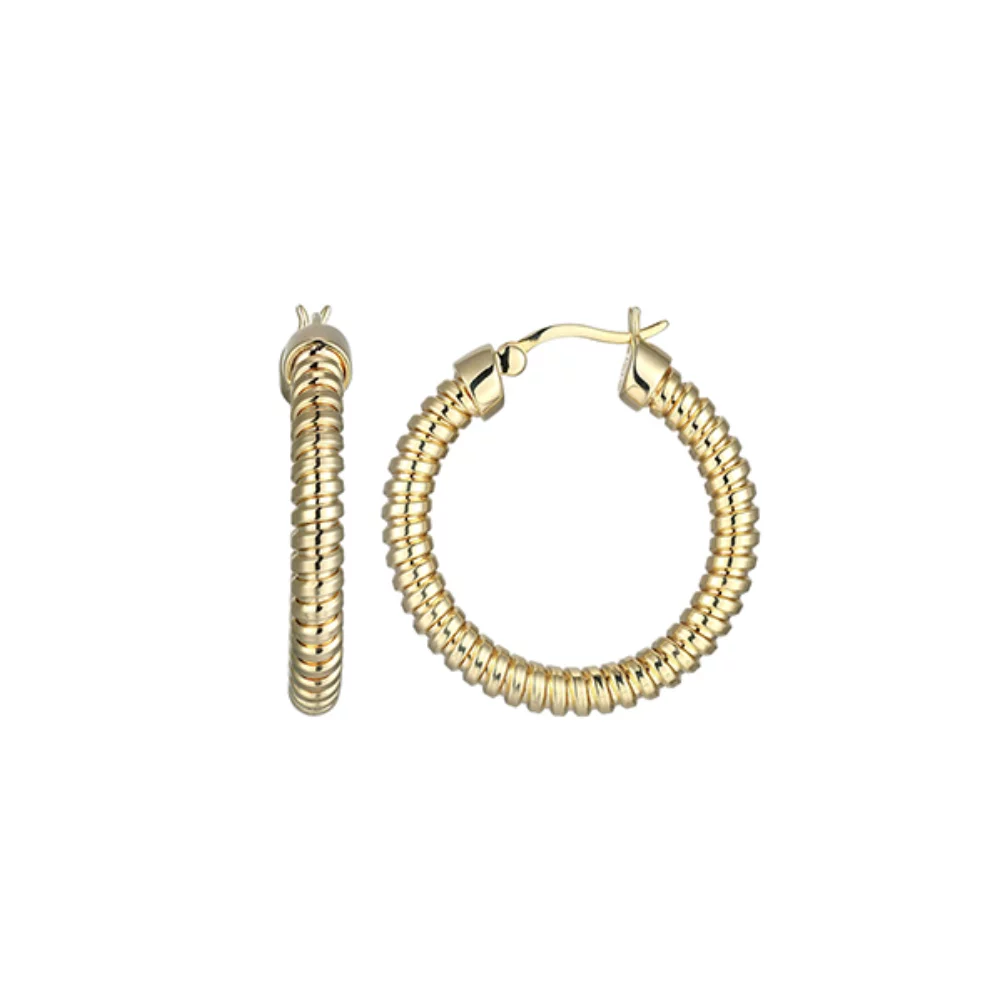 Charles Garnier Sterling Silver "Tubogas" 30mm Hoop Earring with Tube - Gold
