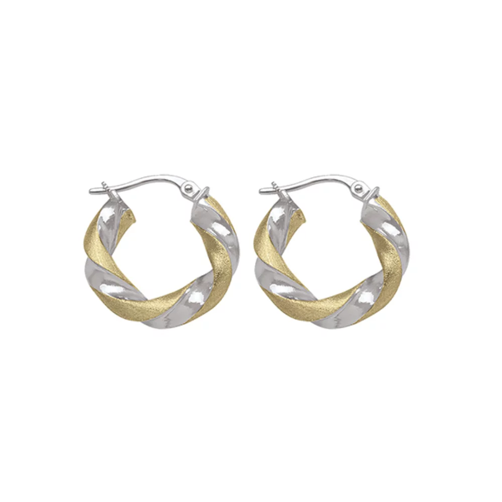 14K Two Tone Gold Hoop Earrings - ESE46 - 2.0 gm