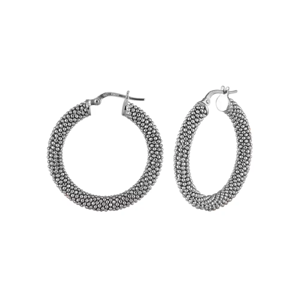 Italian Sterling Silver Popcorn Hoop Earrings