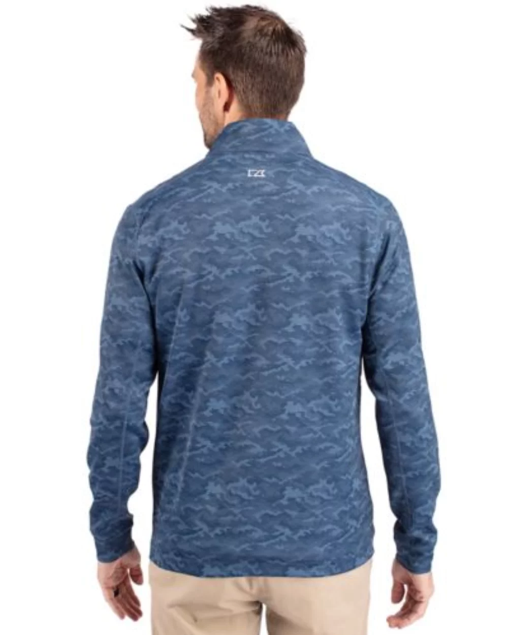 Cutter & Buck Traverse Stretch Camo Print Eco Quarter Zip Mens Big and Tall Pullover