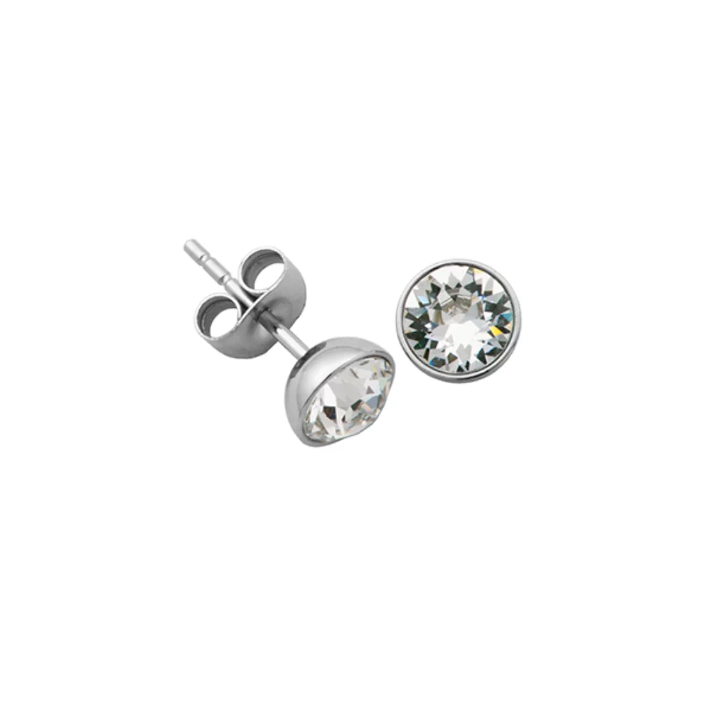 CJ Steelx 6mm Swarovski Stud Earrings - Silver