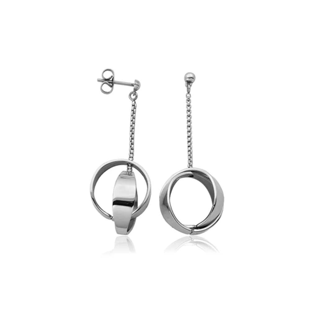 Boucles d'oreilles pendantes à cercles entrelacés CJ Steelx - Argent