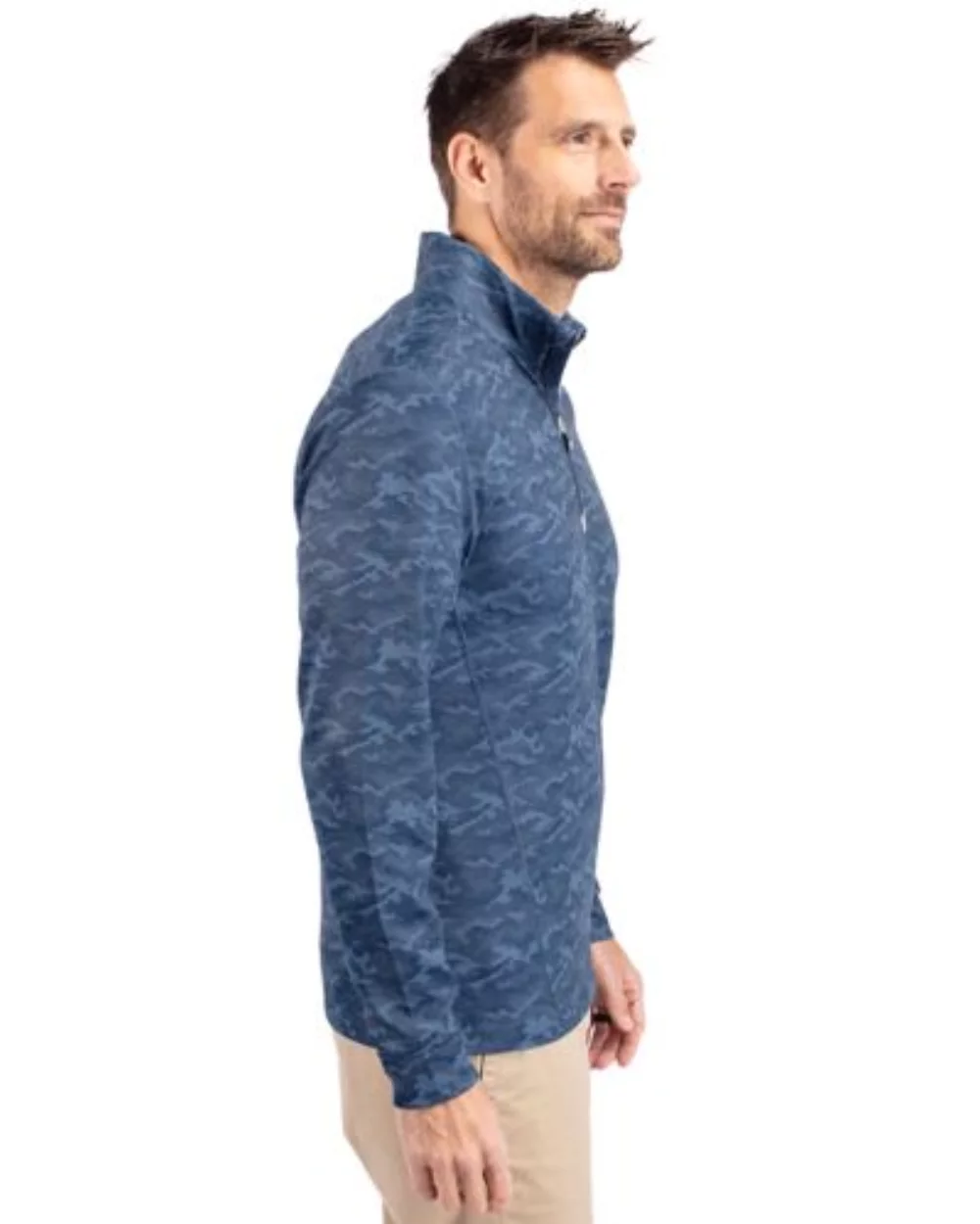 Pull-over Cutter & Buck Traverse Stretch Camo Print Eco à quart de zip pour hommes de grande taille.