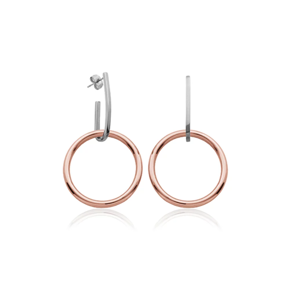 Boucles d'oreilles CJ Steelx 2-en-1 - Argent et Rose