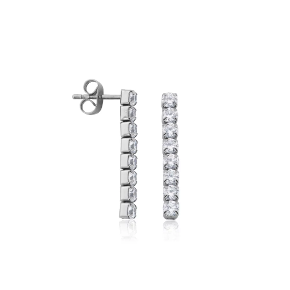 Boucles d'oreilles pendantes CJ Steelx CZ - Argent