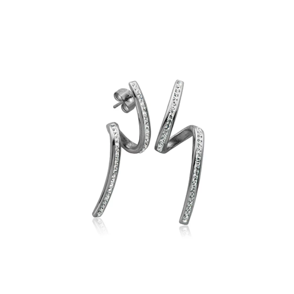Boucles d'oreilles en cristal spiralées CJ Steelx - Argent