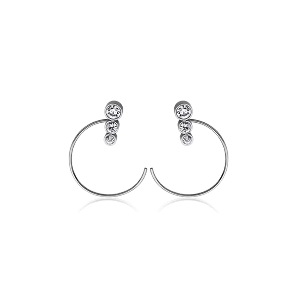 CJ Steelx Stainless Steel Slider Hoop Earrings with Preciosa Crystal