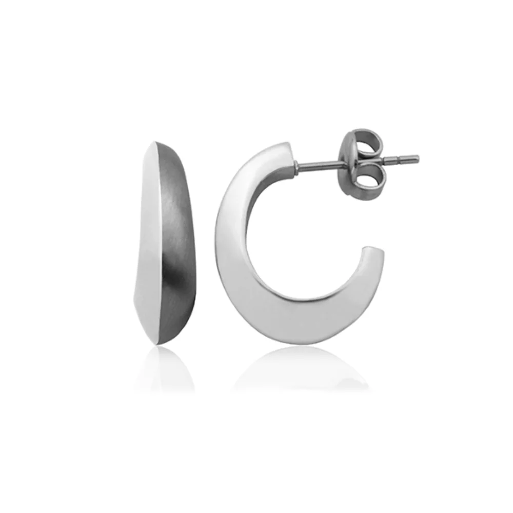 CJ Steelx Half High Polish J Hoop Stainless Steel Earrings