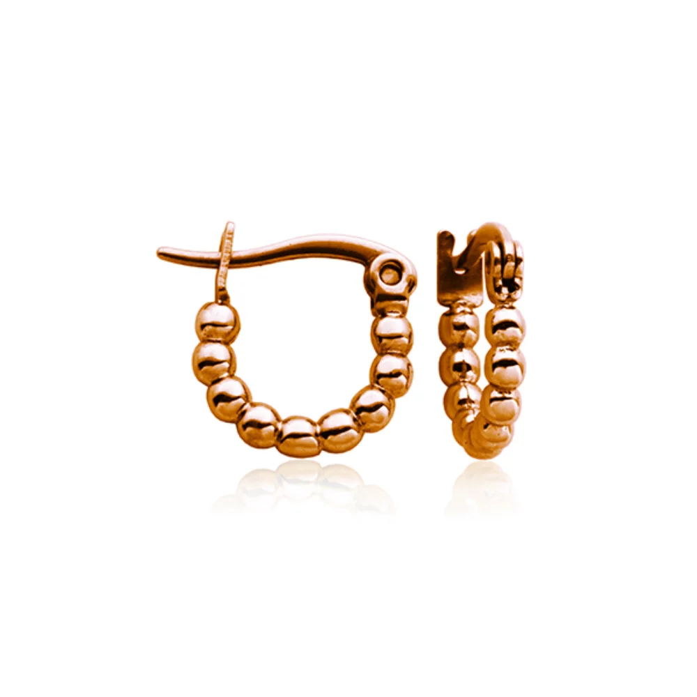 CJ Steelx 12mm Bead Hoop Earrings - Rose Gold