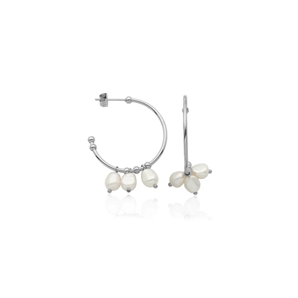 Boucles d'oreilles créoles en perles véritables CJ Steelx