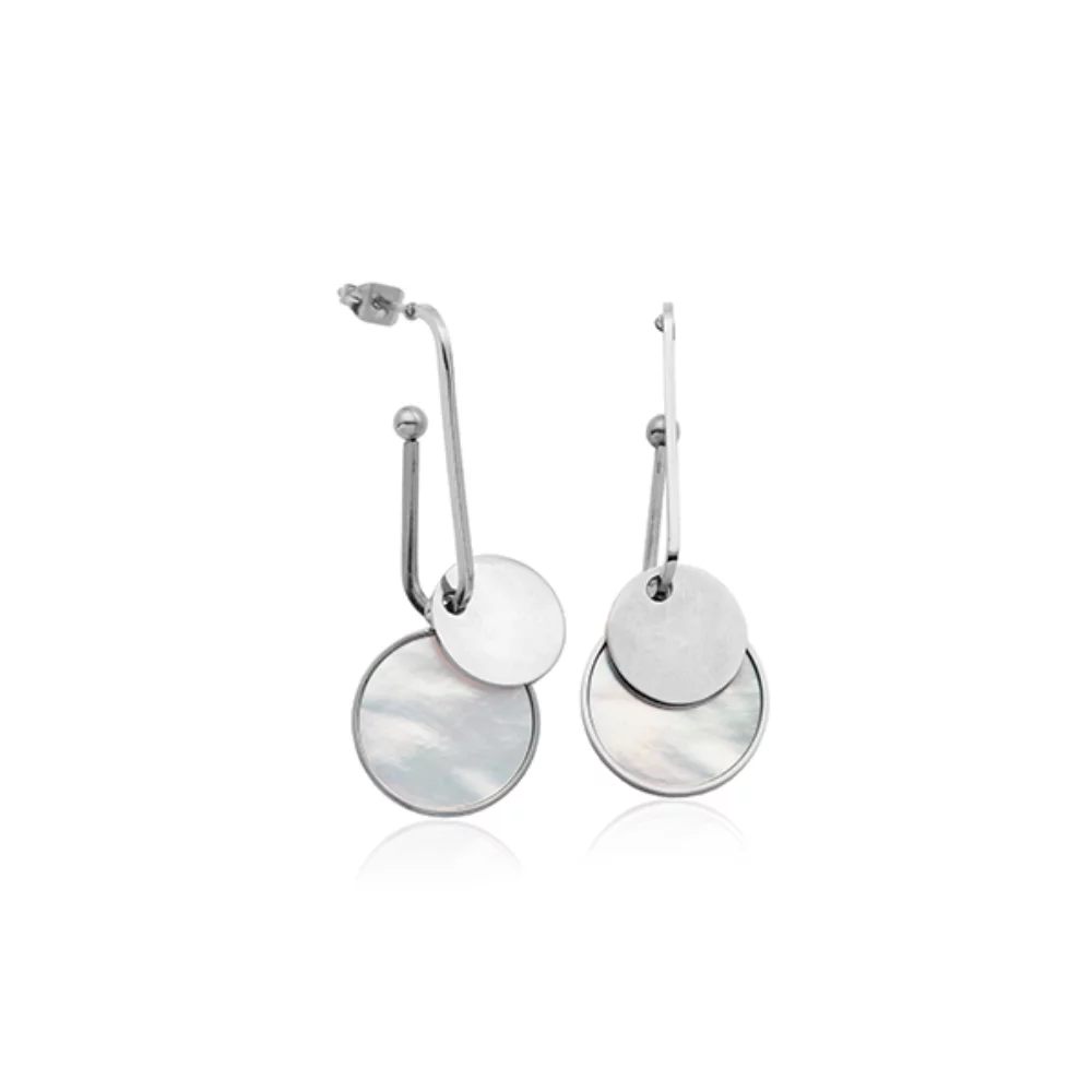 CJ Steelx Boucles d'oreilles à épingle en nacre (amovible) - Argent