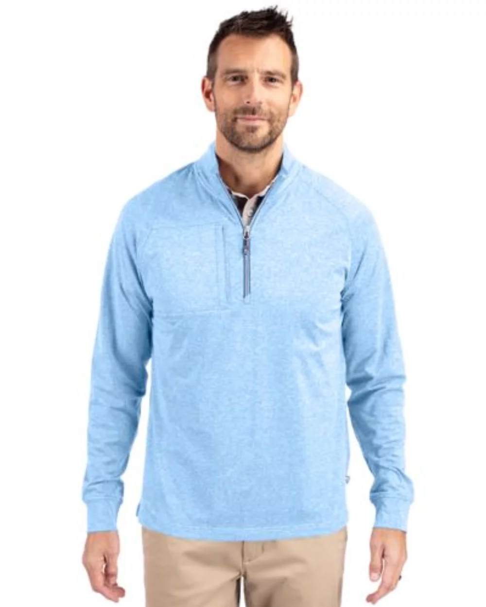 Pull à quart de zip Cutter & Buck Adapt Eco Knit Heather pour homme grand et grand.