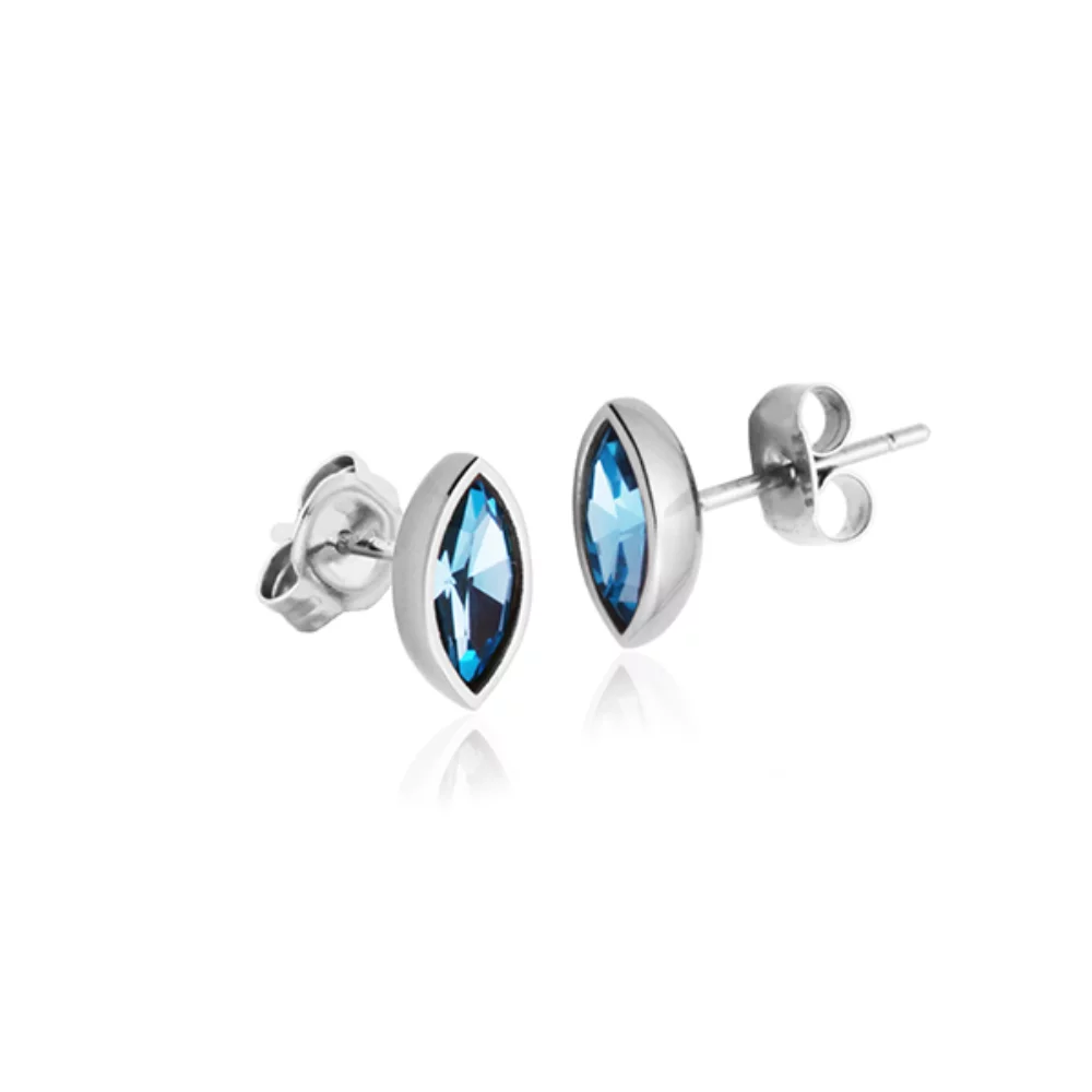 Boucles d'oreilles bleues CJ Steelx Marquise Stud - Argent