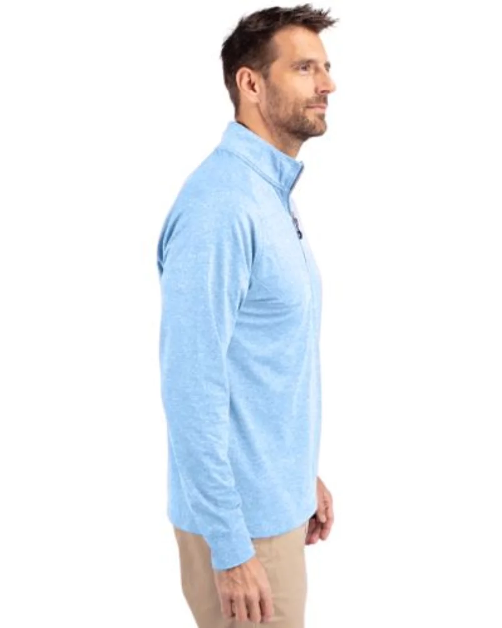 Pull à quart de zip pour homme en tricot écologique Cutter & Buck Adapt Heather