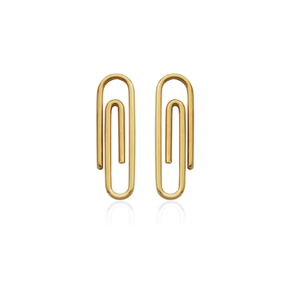 CJ Steelx Paperclip Stud Earrings - Gold